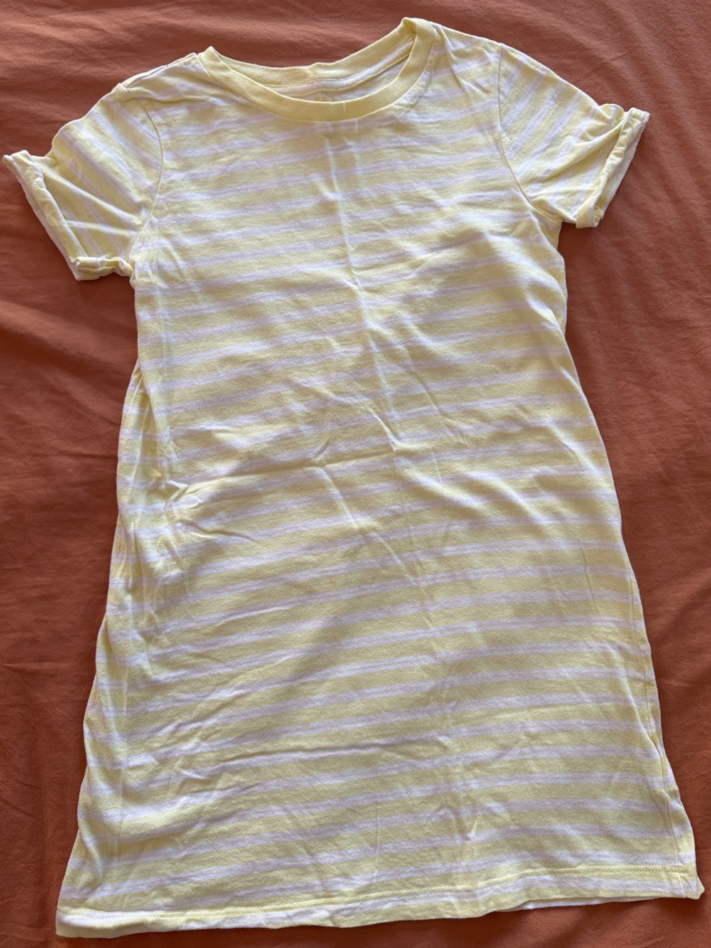 Butter Yellow & White Striped Tee Dress